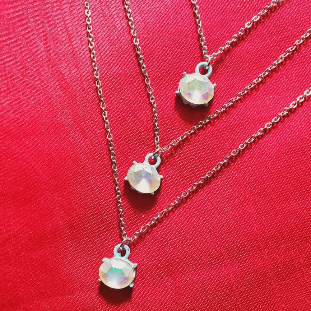 3 layer light blue necklace
